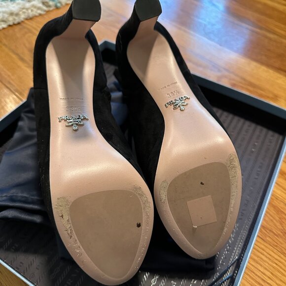 EUC Prada Platform Ankle Booties - Black Suede 38.5 - Picture 7 of 9